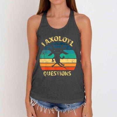 I Axolotl Questions Funny Axolotl Vintage Retro Design Women's Knotted Racerback Tank