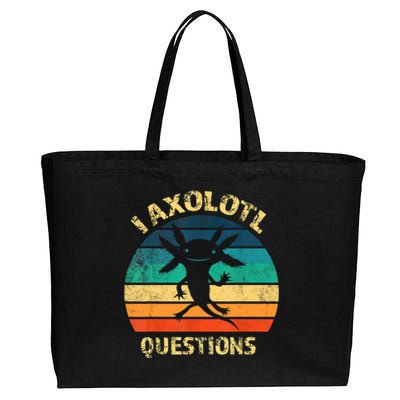 I Axolotl Questions Funny Axolotl Vintage Retro Design Cotton Canvas Jumbo Tote