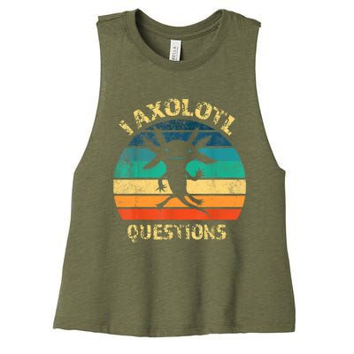 I Axolotl Questions Funny Axolotl Vintage Retro Design Women's Racerback Cropped Tank