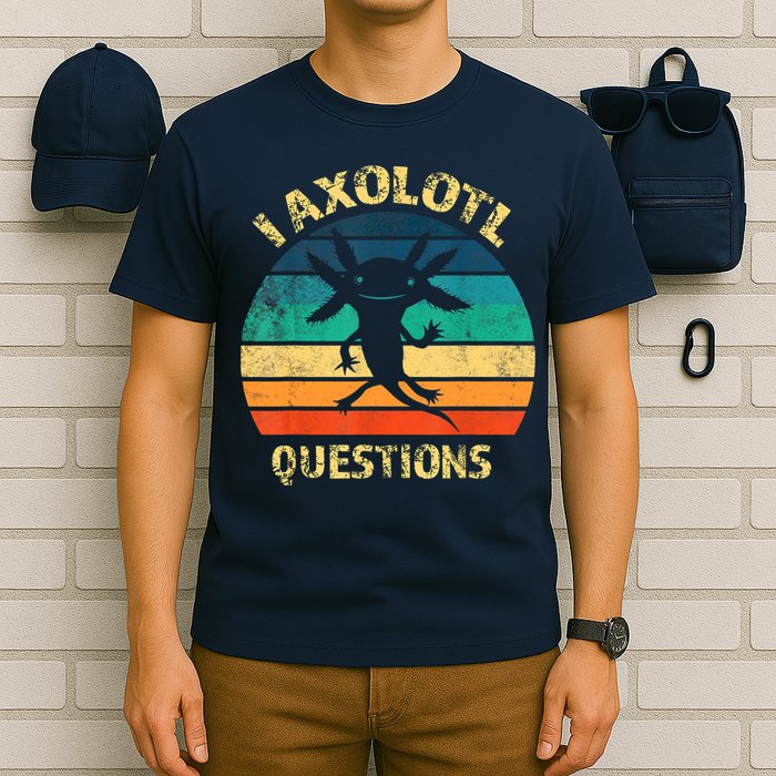 I Axolotl Questions Funny Axolotl Vintage Retro Design T-Shirt