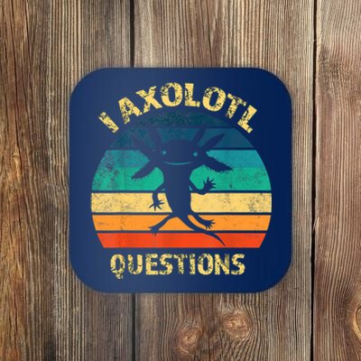 I Axolotl Questions Funny Axolotl Vintage Retro Design Coaster