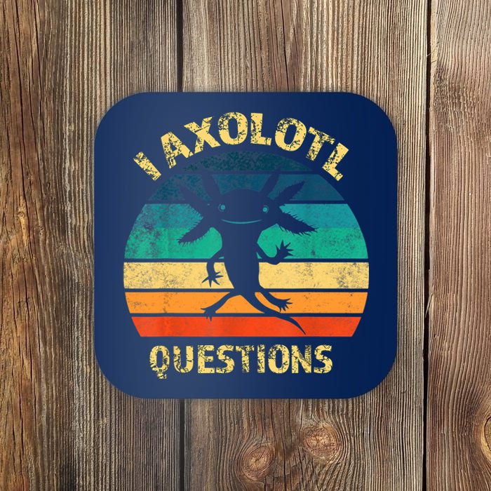 I Axolotl Questions Funny Axolotl Vintage Retro Design Coaster