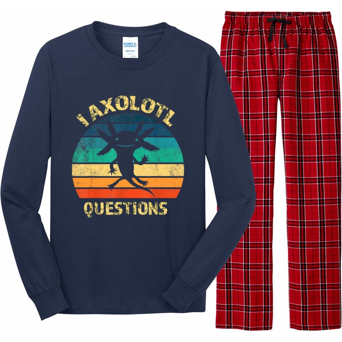 I Axolotl Questions Funny Axolotl Vintage Retro Design Long Sleeve Pajama Set