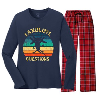 I Axolotl Questions Funny Axolotl Vintage Retro Design Women's Long Sleeve Flannel Pajama Set 