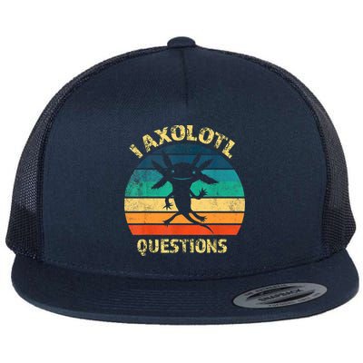 I Axolotl Questions Funny Axolotl Vintage Retro Design Flatbill Hat