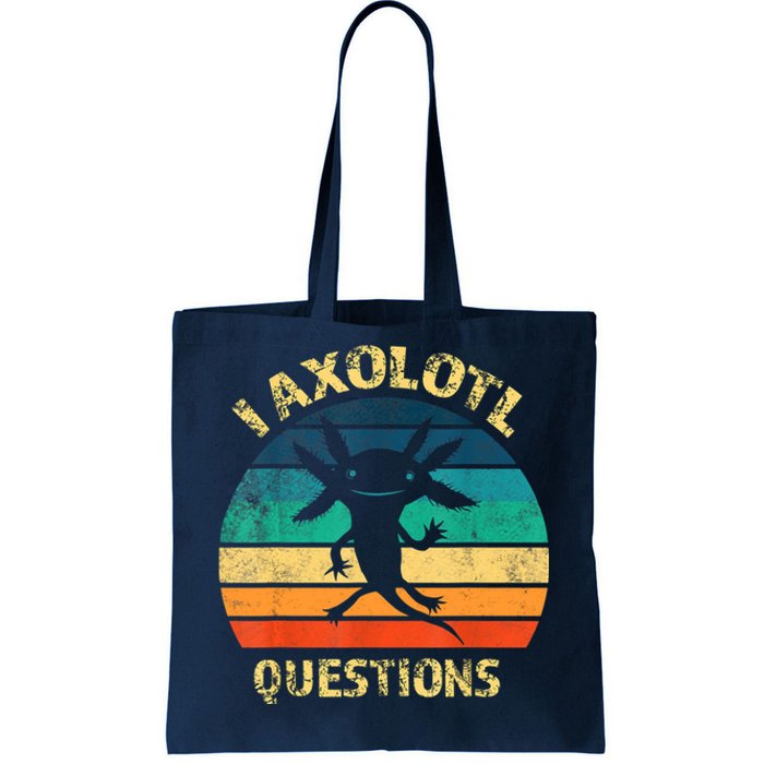 I Axolotl Questions Funny Axolotl Vintage Retro Design Tote Bag