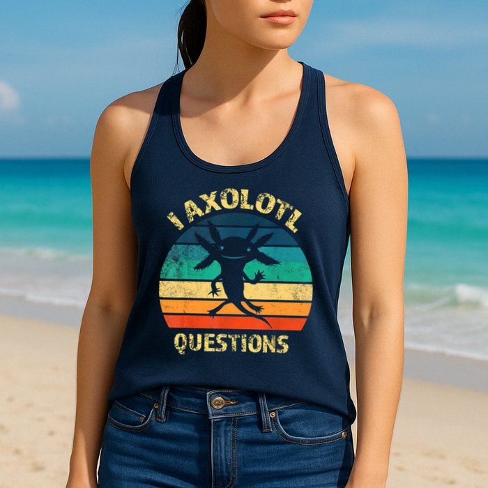 I Axolotl Questions Funny Axolotl Vintage Retro Design Womens Tank Top