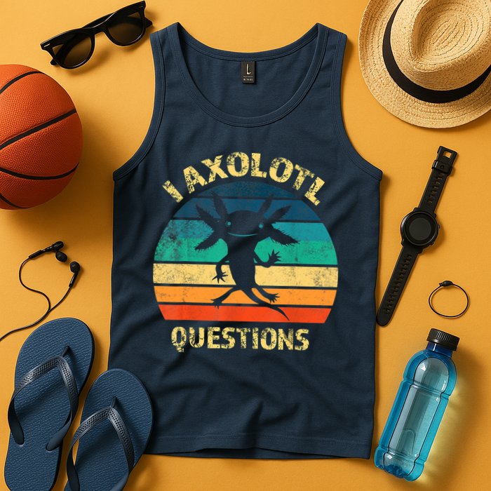 I Axolotl Questions Funny Axolotl Vintage Retro Design Tank Top