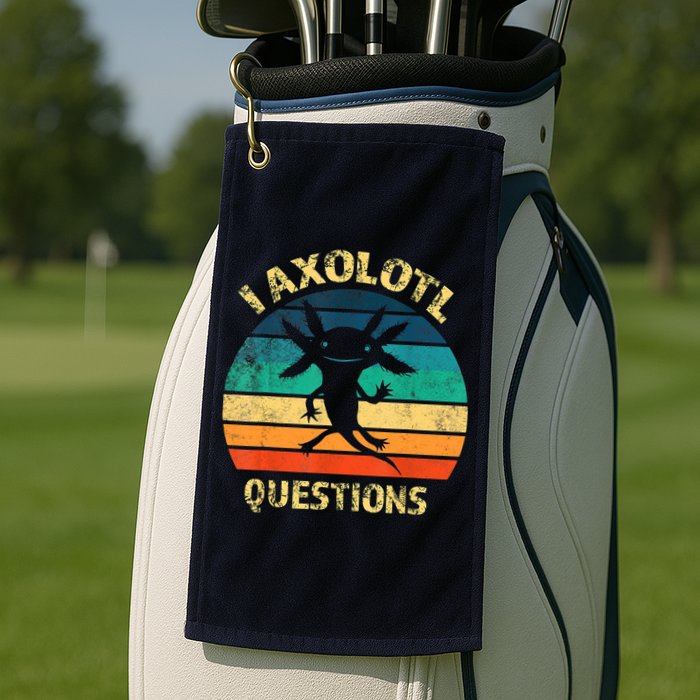 I Axolotl Questions Funny Axolotl Vintage Retro Design Golf Towel