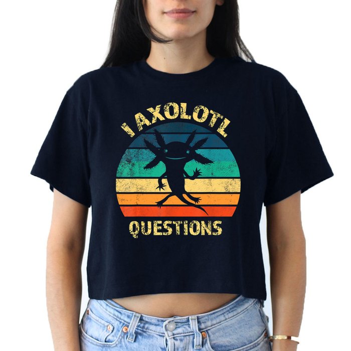 I Axolotl Questions Funny Axolotl Vintage Retro Design Crop Top