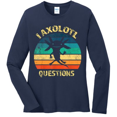 I Axolotl Questions Funny Axolotl Vintage Retro Design Ladies Long Sleeve Shirt