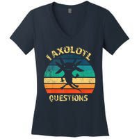 I Axolotl Questions Funny Axolotl Vintage Retro Design Women's V-Neck T-Shirt