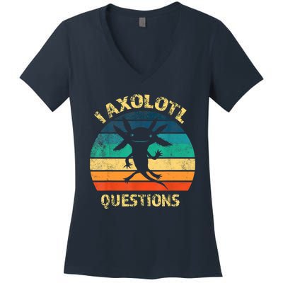 I Axolotl Questions Funny Axolotl Vintage Retro Design Women's V-Neck T-Shirt