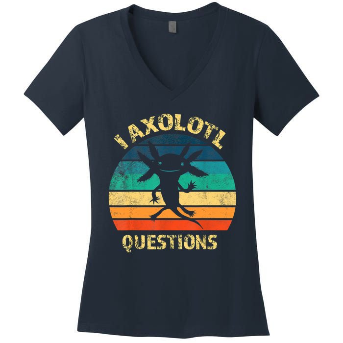 I Axolotl Questions Funny Axolotl Vintage Retro Design Women's V-Neck T-Shirt