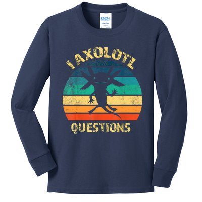 I Axolotl Questions Funny Axolotl Vintage Retro Design Kids Long Sleeve Shirt