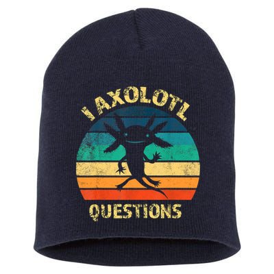I Axolotl Questions Funny Axolotl Vintage Retro Design Short Acrylic Beanie