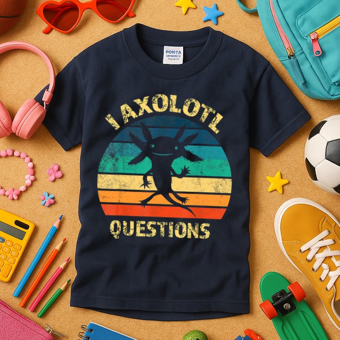 I Axolotl Questions Funny Axolotl Vintage Retro Design Kids T-Shirt