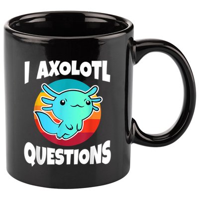 I Axolotl Questions Retro Funny Cute Axolotl 11oz C Handle Ceramic Mug