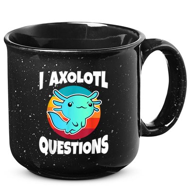 I Axolotl Questions Retro Funny Cute Axolotl 15oz Campfire Ceramic Mug