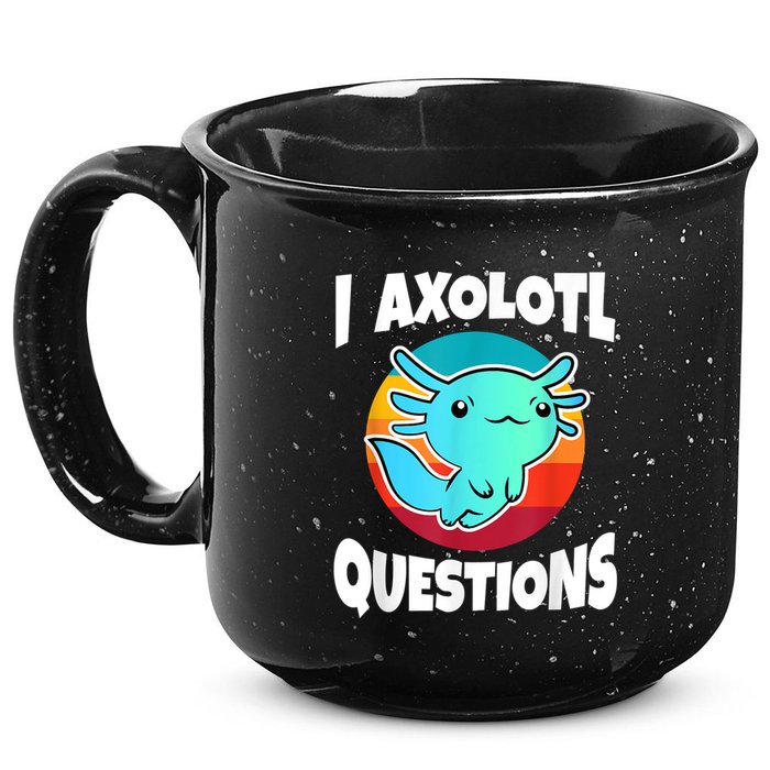 I Axolotl Questions Retro Funny Cute Axolotl 15oz Campfire Ceramic Mug