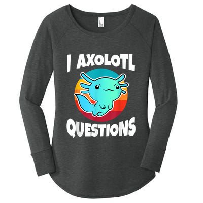 I Axolotl Questions Retro Funny Cute Axolotl Women's Perfect Tri Tunic Long Sleeve Shirt