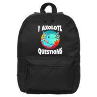 I Axolotl Questions Retro Funny Cute Axolotl 16 in Basic Backpack