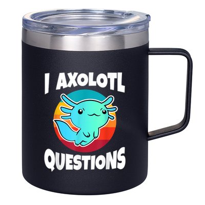 I Axolotl Questions Retro Funny Cute Axolotl 12oz Stainless Steel Coffee Mug