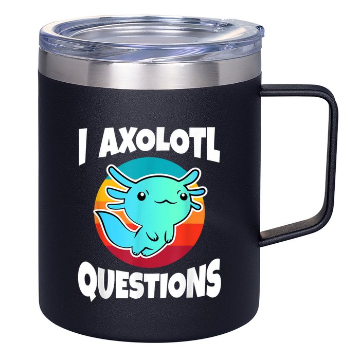 I Axolotl Questions Retro Funny Cute Axolotl 12oz Stainless Steel Coffee Mug