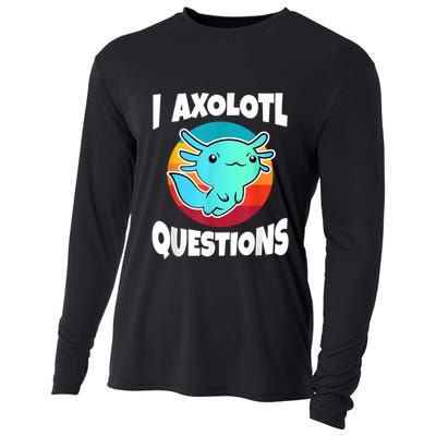I Axolotl Questions Retro Funny Cute Axolotl Cooling Performance Long Sleeve Crew
