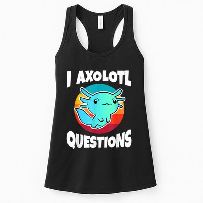 I Axolotl Questions Retro Funny Cute Axolotl Womens Tank Top