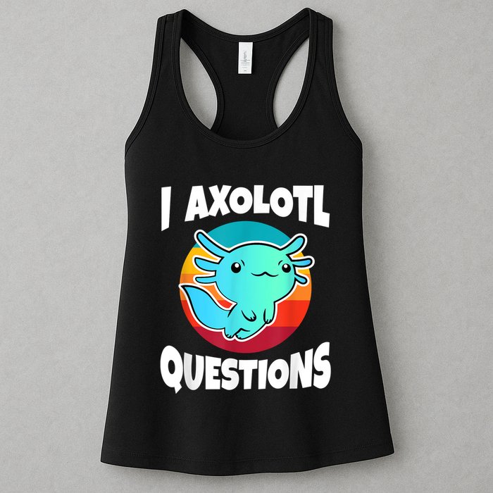 I Axolotl Questions Retro Funny Cute Axolotl Womens Tank Top