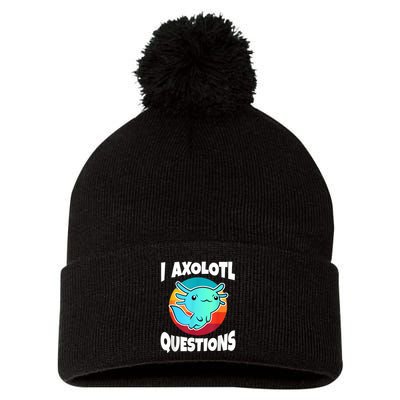 I Axolotl Questions Retro Funny Cute Axolotl Pom Pom 12in Knit Beanie