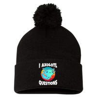 I Axolotl Questions Retro Funny Cute Axolotl Pom Pom 12in Knit Beanie