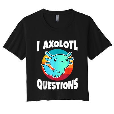 I Axolotl Questions Retro Funny Cute Axolotl Crop Top