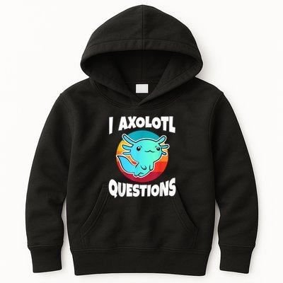 I Axolotl Questions Retro Funny Cute Axolotl Kids Hoodie