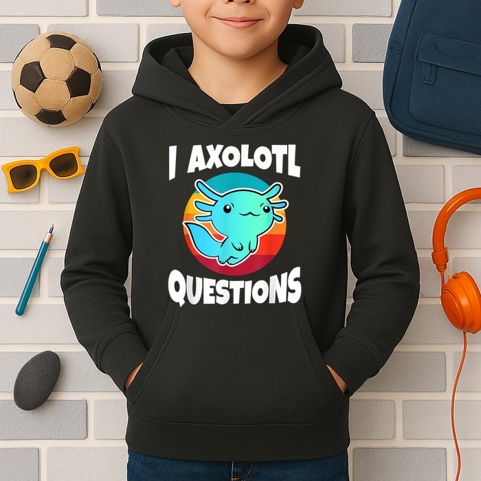 I Axolotl Questions Retro Funny Cute Axolotl Kids Hoodie