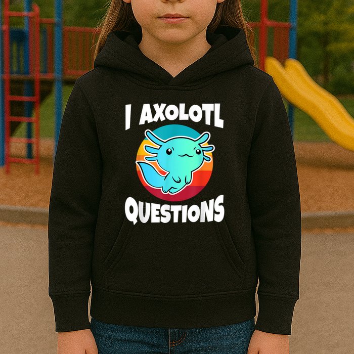 I Axolotl Questions Retro Funny Cute Axolotl Kids Hoodie