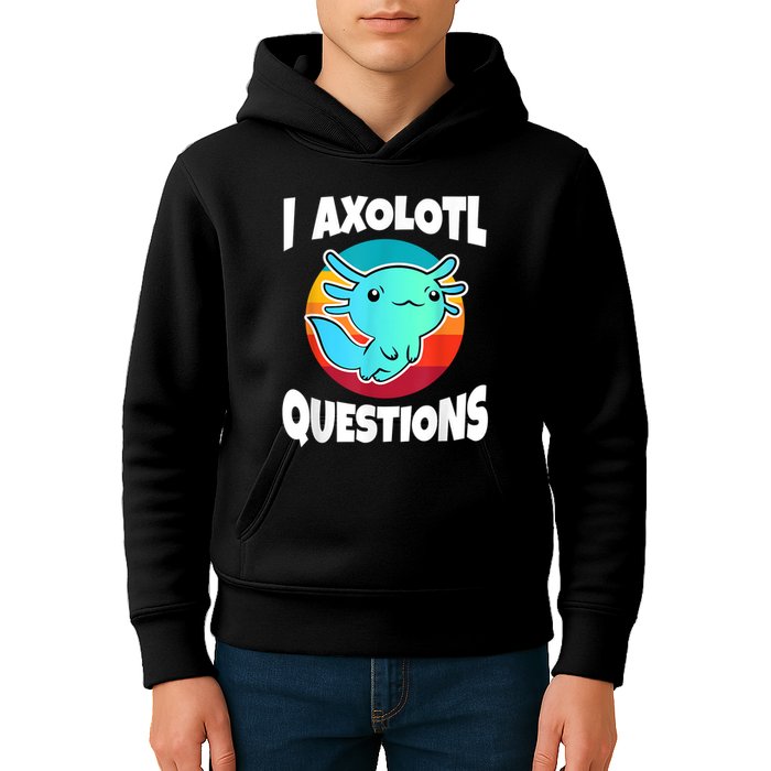 I Axolotl Questions Retro Funny Cute Axolotl Kids Hoodie
