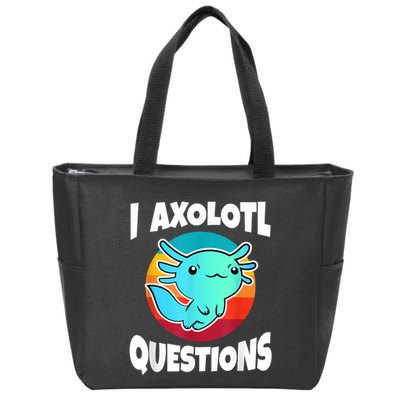 I Axolotl Questions Retro Funny Cute Axolotl Zip Tote Bag