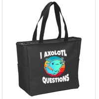 I Axolotl Questions Retro Funny Cute Axolotl Zip Tote Bag