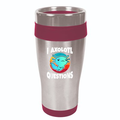 I Axolotl Questions Retro Funny Cute Axolotl 16oz Travel Tumbler
