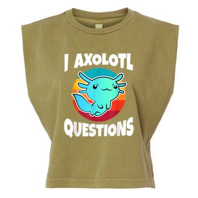 I Axolotl Questions Retro Funny Cute Axolotl Garment-Dyed Women's Muscle Tee