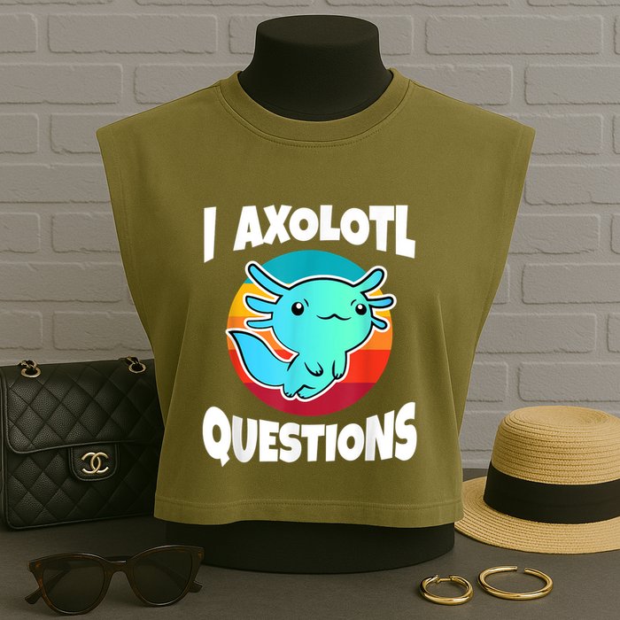 I Axolotl Questions Retro Funny Cute Axolotl Garment-Dyed Women's Muscle Tee