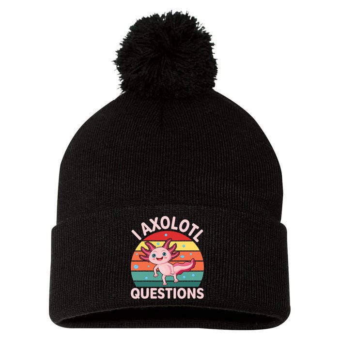 I Axolotl Questions Cute Axolotl Pom Pom 12in Knit Beanie