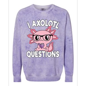 I Axolotl Questions Mexican Salamander Pink Axolotl Colorblast Crewneck Sweatshirt