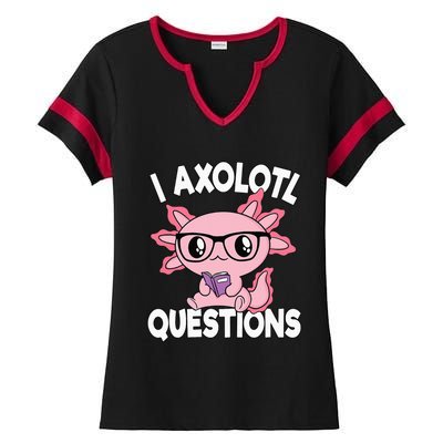 I Axolotl Questions Mexican Salamander Pink Axolotl Ladies Halftime Notch Neck Tee