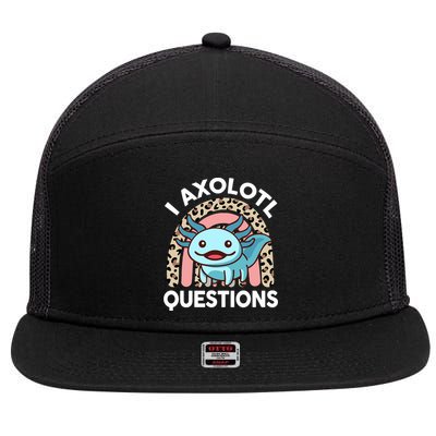  I Axolotl Questions Girl Women Cute Axolotl  7 Panel Mesh Trucker Snapback Hat
