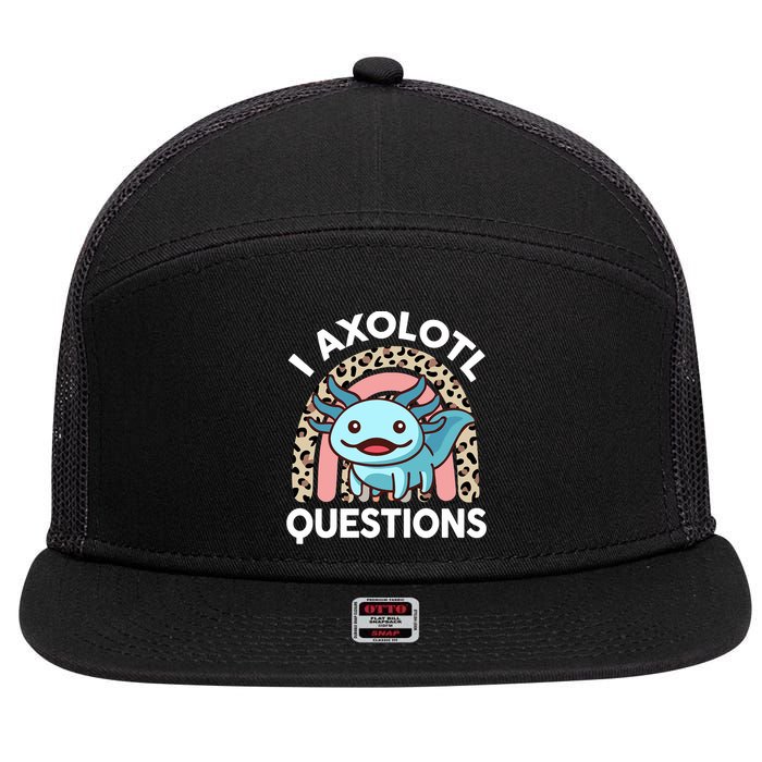  I Axolotl Questions Girl Women Cute Axolotl  7 Panel Mesh Trucker Snapback Hat