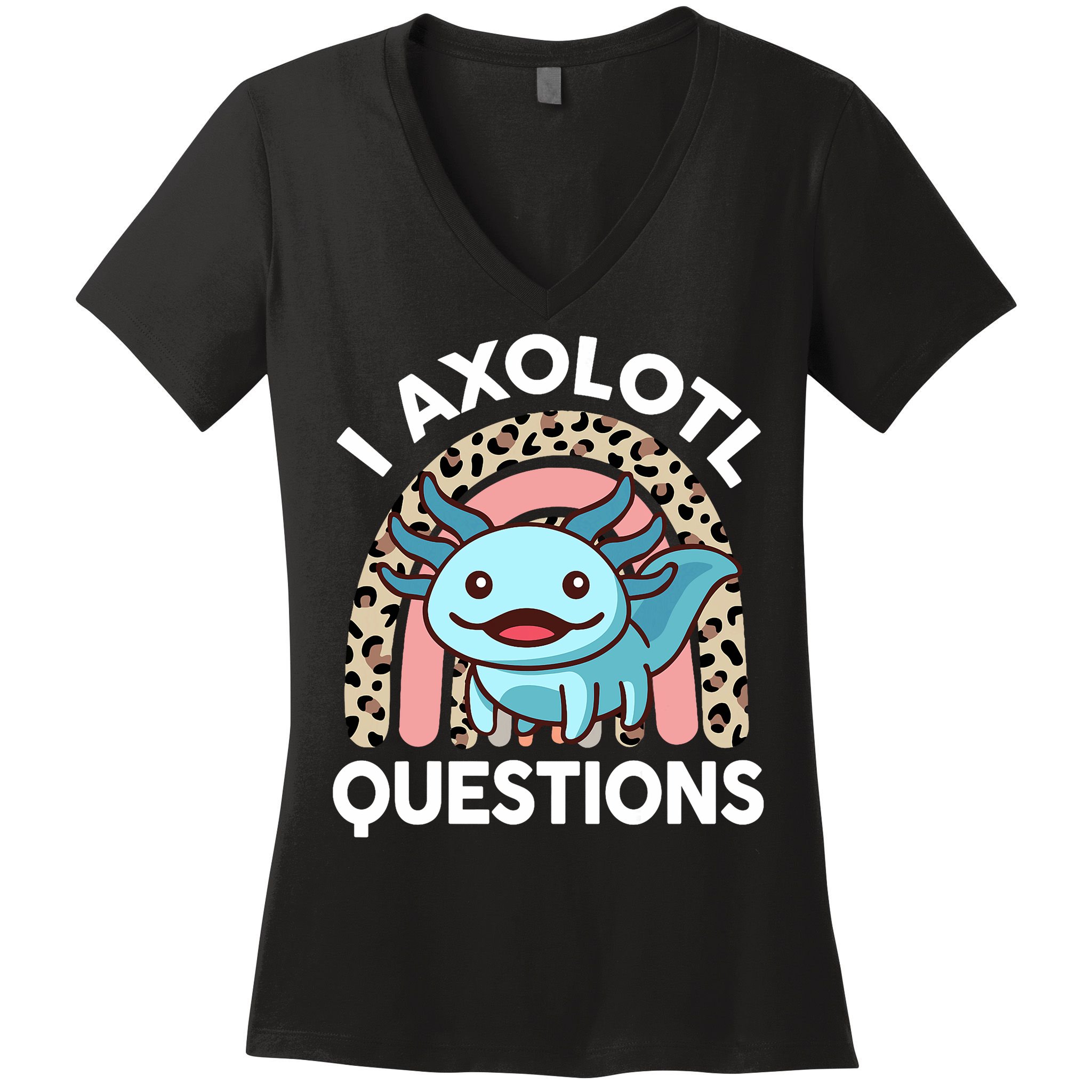  I Axolotl Questions Girl Women Cute Axolotl  Women's V-Neck T-Shirt