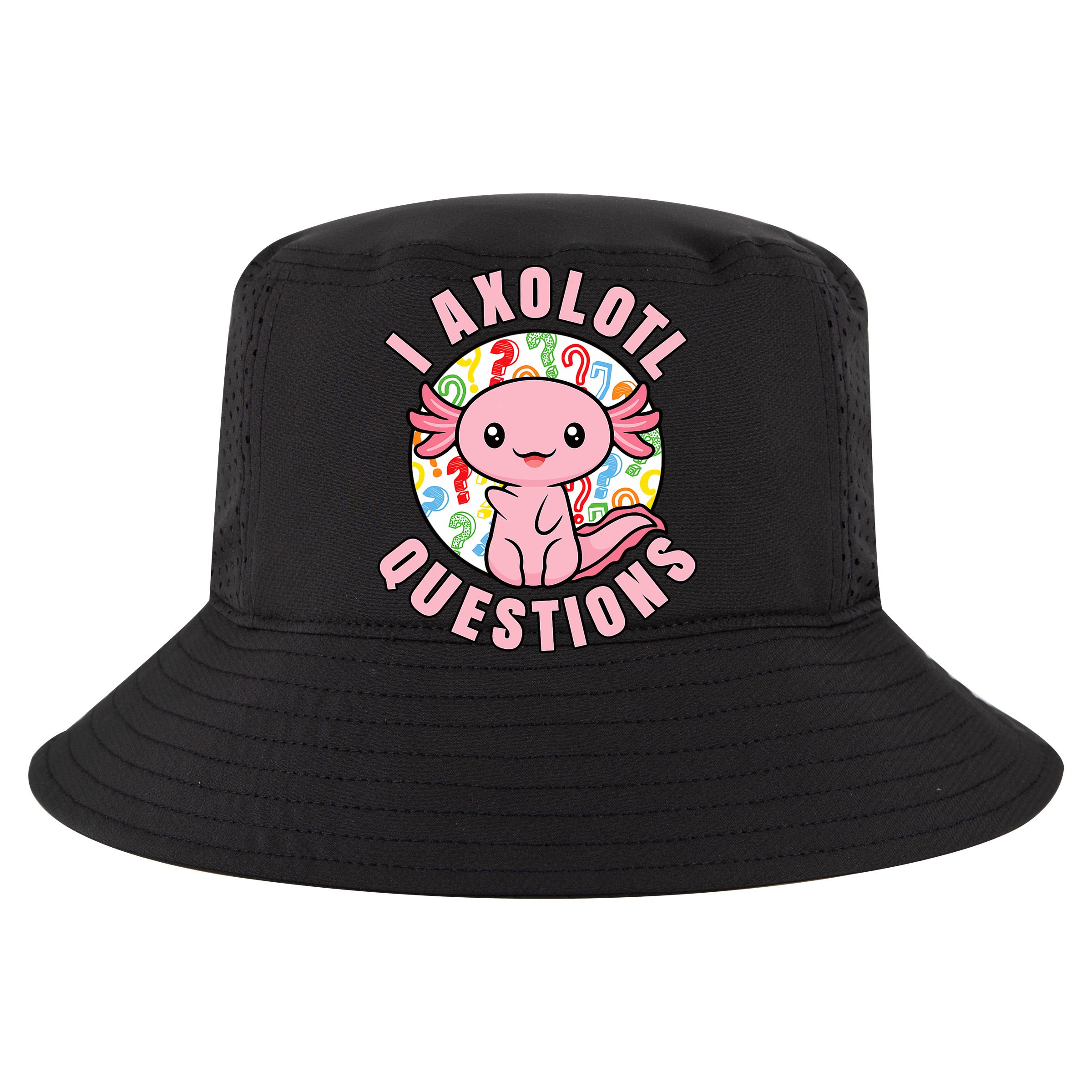 I Axolotl Questions Funny P.ink Axolotl Kawaii Sustainable Bucket Hat